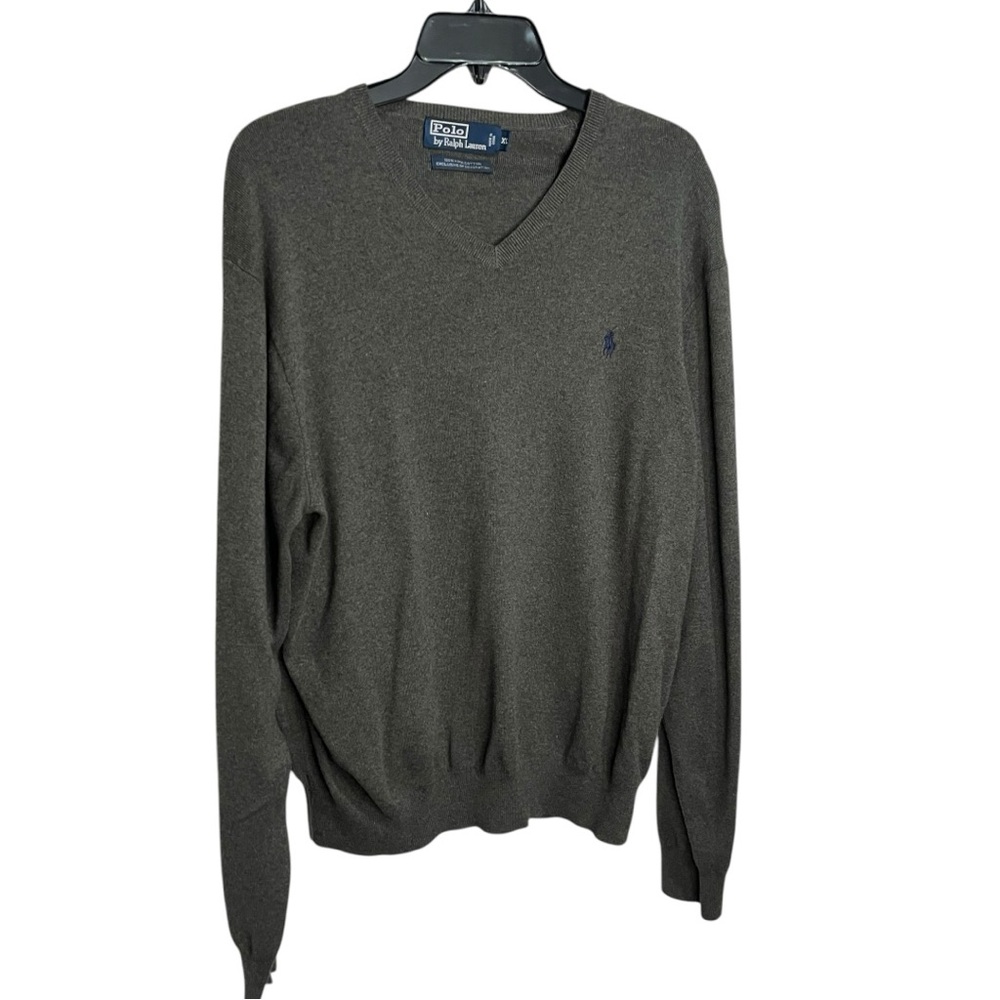Polo by Ralph Lauren Men's Gray Navy Label Pima Cotton Sweater